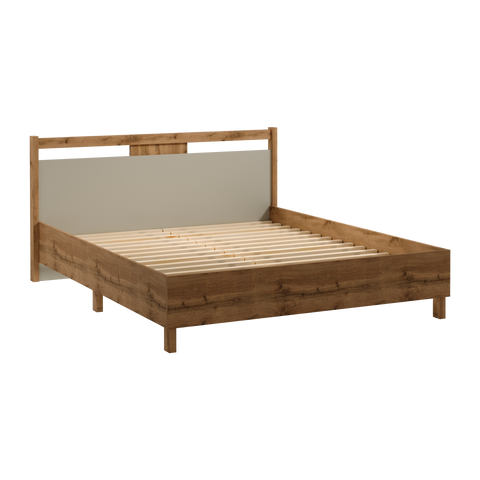 Velario Stilvolles Doppelbett 160 × 200 cm in Wotan Eiche – Modernes Schlafzimmerbett mit Lattenrost – Ansicht 2