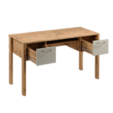 Velario Stilvoller Schreibtisch mit 2 Schubladen und goldfarbenen Metallgriffen – Ansicht 2