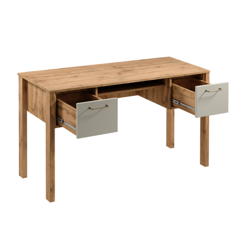 Velario Stilvoller Schreibtisch mit 2 Schubladen und goldfarbenen Metallgriffen – Ansicht 2