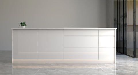 Velmora Inselküche KÜ-AS-014 – 320 cm – Weiß Hochglanz – Ansicht 6