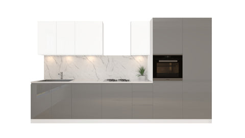 Velmora Küchenmöbel-Set KÜ-AS-006 360 cm – Grau & Weiß – moderne Küchenzeile mit großzügigem Stauraum – Ansicht 2