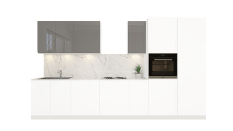 Velmora Küchenmöbel-Set KÜ-AS-006 360 cm – Weiß & Grau – moderne Küchenzeile mit großzügigem Stauraum – Ansicht 2