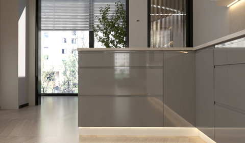 Velmora Winkelküche KÜ-AS-017 – 355 × 170 cm – Grau – Moderne Küche mit viel Stauraum – Ansicht 5