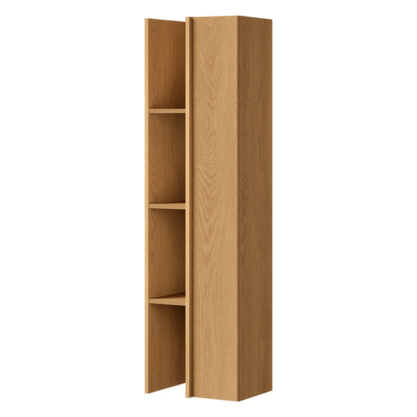 Velor Hochregal 40 cm mit 1 Tür und offenen Fächern – Eiche Carmel