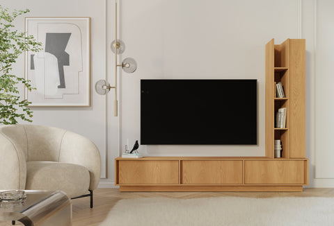 Velor TV-Lowboard in Eiche Carmel – Ansicht 3