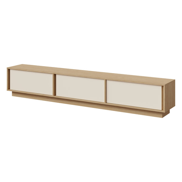 Velor TV-Lowboard 230 cm mit 3 Klappen – Frühlingseiche / Macadamia
