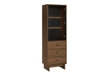 Vitrine Yorvi Walnuss Villa 60 × 185 × 40 cm mit 1 Tür und 3 Schubladen