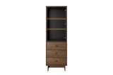 Vitrine Yorvi Walnuss Villa 60 × 185 × 40 cm mit 1 Tür und 3 Schubladen – Ansicht 2
