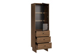 Vitrine Yorvi Walnuss Villa 60 × 185 × 40 cm mit 1 Tür und 3 Schubladen – Ansicht 3