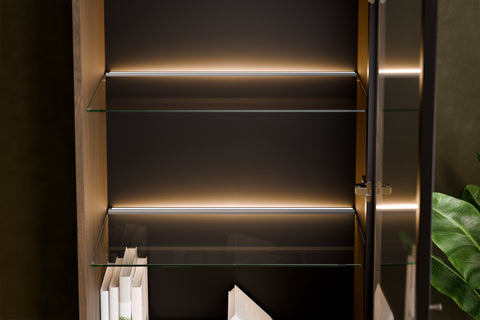 Vitrine Yorvi Walnuss Villa 60 × 185 × 40 cm mit 1 Tür und 3 Schubladen – Ansicht 6