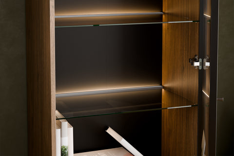 Vitrine Yorvi Walnuss Villa 60 × 185 × 40 cm mit 1 Tür und 3 Schubladen – Ansicht 7