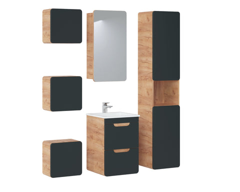 Waschbeckenunterschrank Amaris Cosmos Grau 40 × 59 × 41 cm mit 2 Schubladen – Ansicht 2