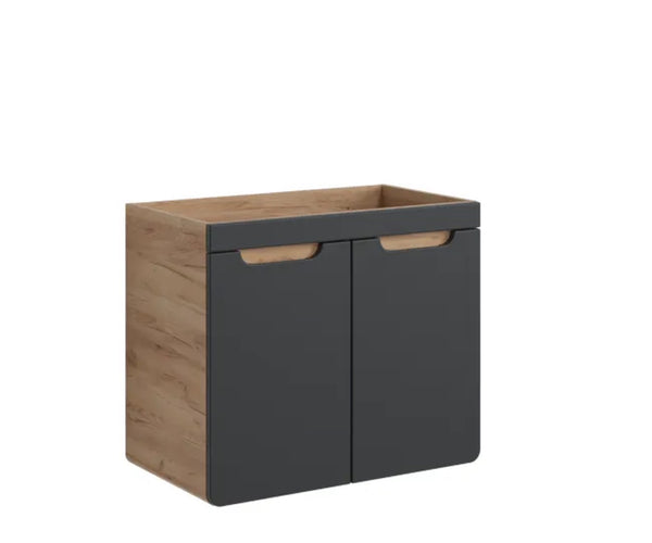 Waschbeckenunterschrank Amaris Cosmos Grau 70 × 57 × 39 cm mit 2 Türen