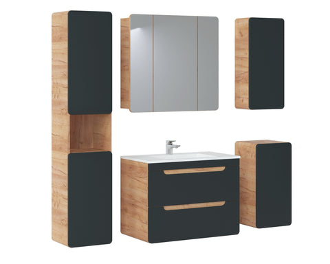 Waschbeckenunterschrank Amaris Cosmos Grau 80 × 59 × 46 cm mit 2 Schubladen