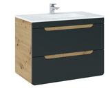 Waschbeckenunterschrank Amaris Cosmos Grau 80 × 59 × 46 cm mit 2 Schubladen – Ansicht 2