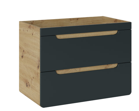 Waschbeckenunterschrank Amaris Cosmos Grau 80 × 59 × 46 cm mit 2 Schubladen – Ansicht 3