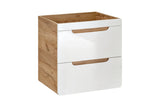 Waschbeckenunterschrank Amaris Weiß Hochglanz 60 × 59 × 46 cm mit 2 Schubladen