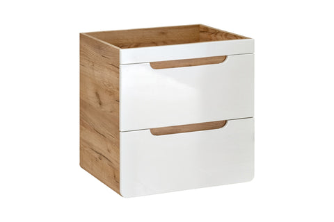 Waschbeckenunterschrank Amaris Weiß Hochglanz 60 × 59 × 46 cm mit 2 Schubladen