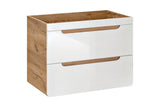 Waschbeckenunterschrank Amaris Weiß Hochglanz 80 × 59 × 46 cm mit 2 Schubladen