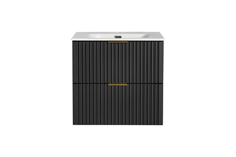 Waschbeckenunterschrank Ardena Matt Black / Graphite Inner Side 60 × 57 × 46 cm mit 2 Schubladen – Ansicht 5