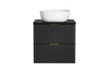 Waschbeckenunterschrank Ardena Matt Black / Graphite Inner Side 60 × 57 × 46 cm mit 2 Schubladen – Ansicht 7