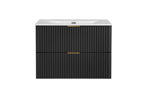 Waschbeckenunterschrank Ardena Matt Black / Graphite Inner Side 80 × 57 × 46 cm mit 2 Schubladen – Ansicht 6