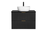 Waschbeckenunterschrank Ardena Matt Black / Graphite Inner Side 80 × 57 × 46 cm mit 2 Schubladen – Ansicht 8
