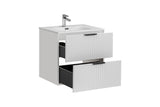 Waschbeckenunterschrank Ardena Weiß matt 60 × 57 × 46 cm mit 2 Schubladen – Ansicht 2