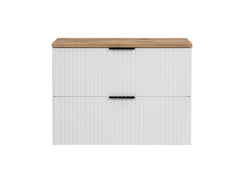 Waschbeckenunterschrank Ardena Weiß matt 80 × 57 × 46 cm mit 2 Schubladen – Ansicht 3