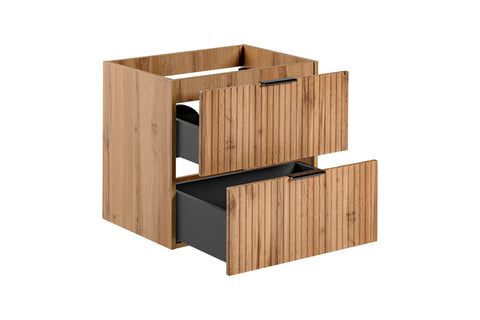 Waschbeckenunterschrank Ardena Wotan Eiche 60 × 57 × 46 cm mit 2 Schubladen – Ansicht 7