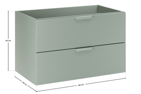 Waschbeckenunterschrank Asteya Grün matt 80 × 50 × 45,6 cm mit 2 Schubladen – Ansicht 8