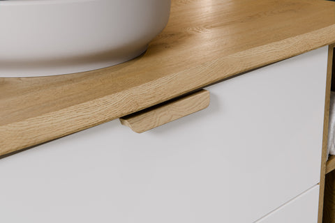 Waschbeckenunterschrank Asteya Weiß matt 80 × 50 × 45,6 cm mit 2 Schubladen – Ansicht 6