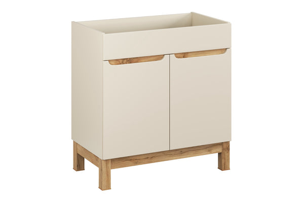 Waschbeckenunterschrank Balvina Kaschmir matt 80 × 84 × 46 cm mit 2 Türen