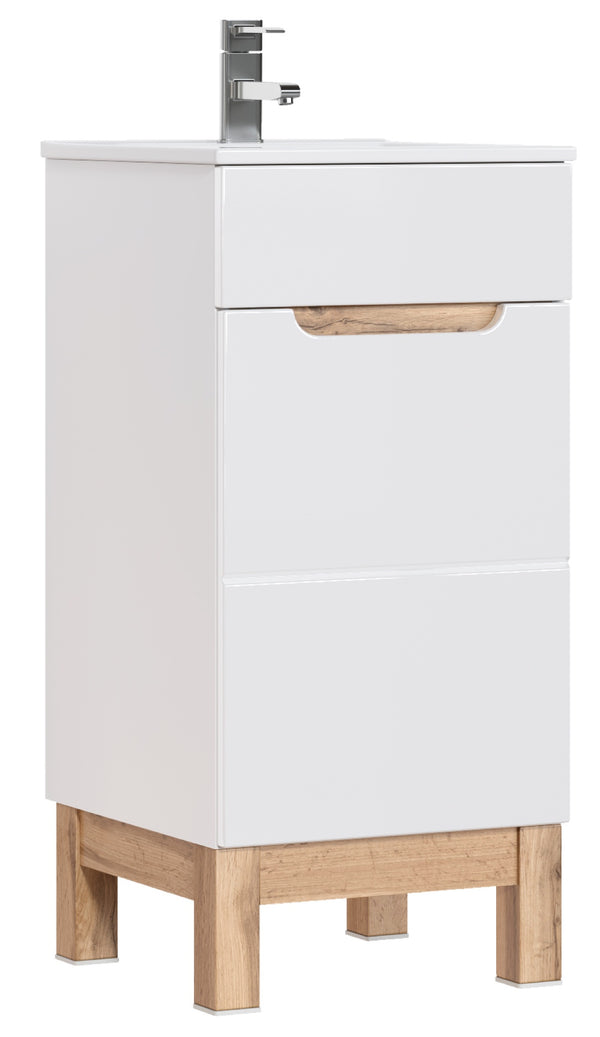 Waschbeckenunterschrank Balvina Weiß Hochglanz 40 × 84 × 41 cm mit 1 Tür