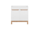 Waschbeckenunterschrank Balvina Weiß Hochglanz 80 × 84 × 45,5 cm mit 2 Türen – Ansicht 3
