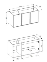 Waschbeckenunterschrank Bellisa Kaschmir matt 120 × 57 × 46 cm mit 3 Türen – Ansicht 5