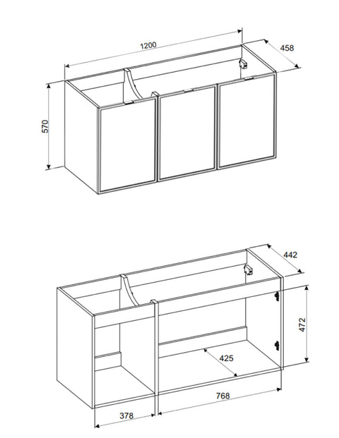 Waschbeckenunterschrank Bellisa Kaschmir matt 120 × 57 × 46 cm mit 3 Türen – Ansicht 5