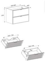 Waschbeckenunterschrank Bellisa Kaschmir matt 80 × 57 × 46 cm mit 2 Schubladen – Ansicht 6