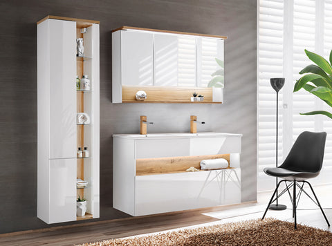 Waschbeckenunterschrank Belmara Weiß 120 × 68 × 46 cm mit 1 Schublade – Ansicht 2
