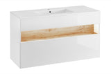 Waschbeckenunterschrank Belmara Weiß 120 × 68 × 46 cm mit 1 Schublade – Ansicht 3