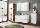 Waschbeckenunterschrank Caprena Weiß Hochglanz 60 × 57 × 46 cm mit 2 Schubladen