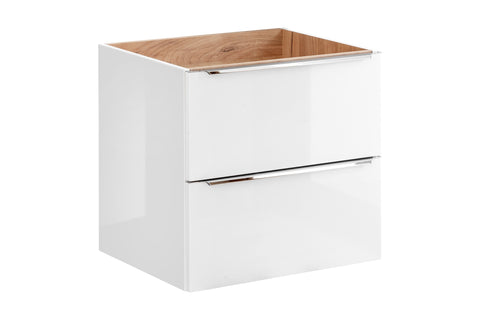 Waschbeckenunterschrank Caprena Weiß Hochglanz 60 × 57 × 46 cm mit 2 Schubladen – Ansicht 2