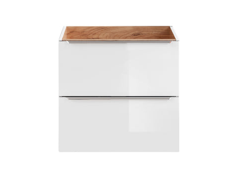 Waschbeckenunterschrank Caprena Weiß Hochglanz 60 × 57 × 46 cm mit 2 Schubladen – Ansicht 3