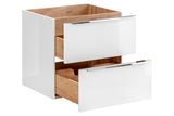 Waschbeckenunterschrank Caprena Weiß Hochglanz 60 × 57 × 46 cm mit 2 Schubladen – Ansicht 4