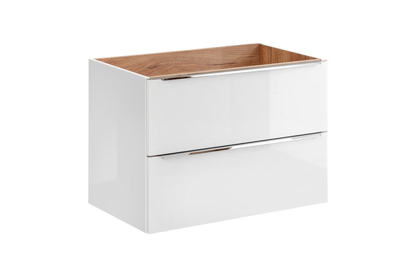 Waschbeckenunterschrank Caprena Weiß Hochglanz 80 × 57 × 46 cm mit 2 Schubladen