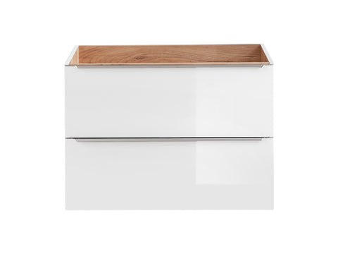 Waschbeckenunterschrank Caprena Weiß Hochglanz 80 × 57 × 46 cm mit 2 Schubladen – Ansicht 2