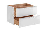 Waschbeckenunterschrank Caprena Weiß Hochglanz 80 × 57 × 46 cm mit 2 Schubladen – Ansicht 3