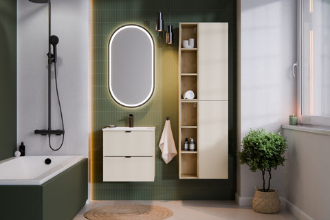 Waschbeckenunterschrank Dalvira Kaschmir matt 50 × 50 × 46 cm mit 2 Schubladen – Ansicht 5