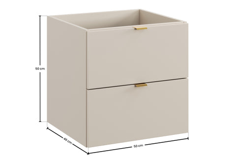 Waschbeckenunterschrank Dalvira Kaschmir matt 50 × 50 × 46 cm mit 2 Schubladen – Ansicht 6