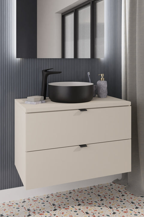 Waschbeckenunterschrank Dalvira Kaschmir matt 80 × 50 × 46 cm mit 2 Schubladen – Ansicht 6